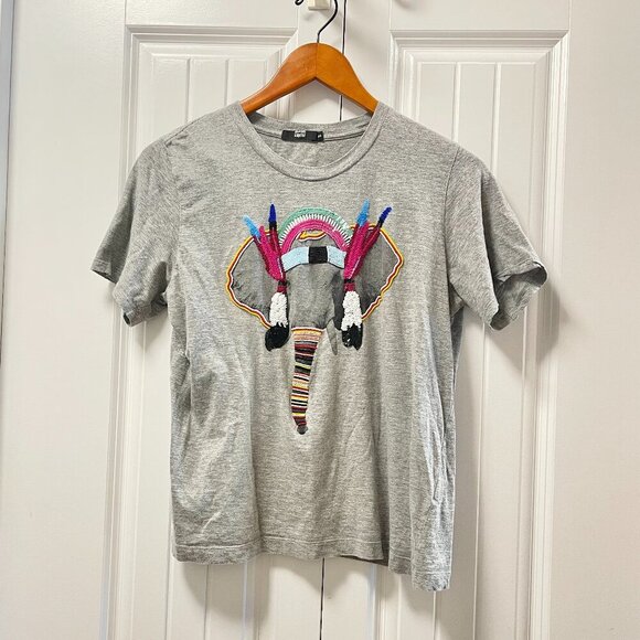 Markus Lupfer Beaded Tribal Elephant Tee Grey – S - Picture 1 of 9